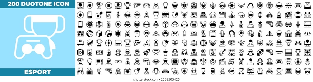 Esport Duotone Editable Icons set. Vector illustration in modern thin duotone style of esport icons: esport, game, cyber, etc