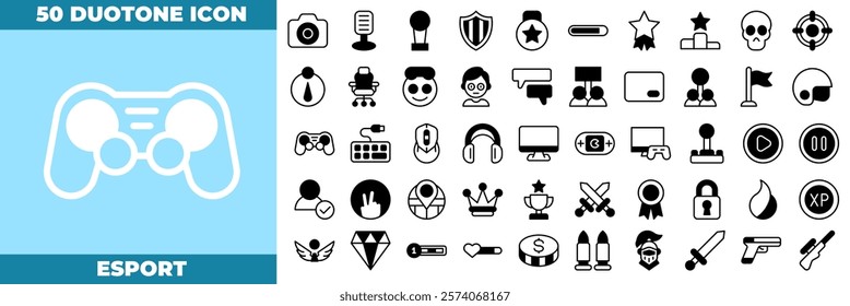 Esport Duotone Editable Icons set. Vector illustration in modern thin duotone style of esport icons: game, sport, gamer, etc