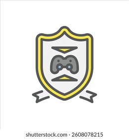 Esport Emblem filled outline icon. gaming color line illustration.