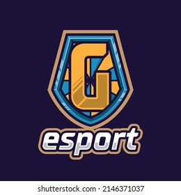 Esport G logo illustration template, esport mascot letter vector design, game logo design