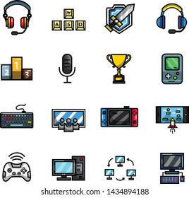 Esport Game Competition Elements Full Color Vector Icon Set Pack Illustration