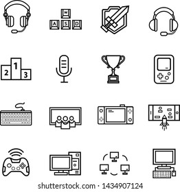 Esport Game Competition Elements Line Outline Vector Icon Set Pack Illustration