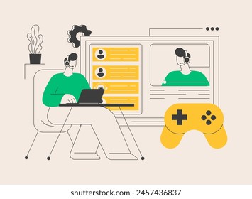 E-sport game streaming abstract concept vector illustration. Esport live game show, online streaming business, solutions for recording of competitive gaming, global entertainment abstract metaphor.