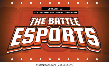 ESPORT GAMER 3D TEXT EFFECT EDITABLE VECTOR SPORT SOCCER BASKET BADMINTON ORANGE LIGHT GLOW IN THE DARK