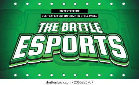 ESPORT GAMER 3D TEXT EFFECT EDITABLE VECTOR SPORT SOCCER BASKET BADMINTON GREEN LIGHT GLOW IN THE DARK