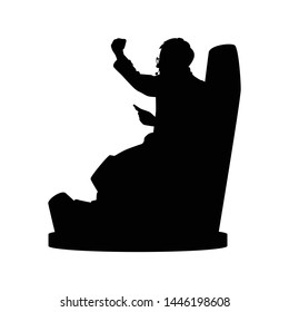 E-sport gamer with phone and earphone silhouette vector