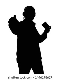 Esport Gamer Phone Earphone Silhouette Vector Stock Vector (Royalty ...