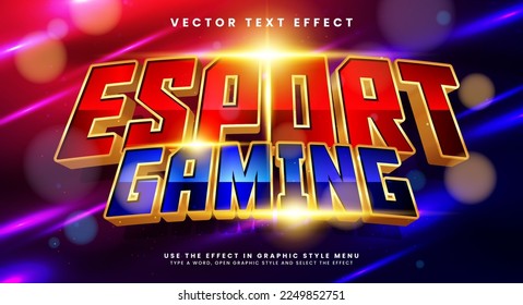 Esport gaming editable text style effect with red and blue color. 3D vector text