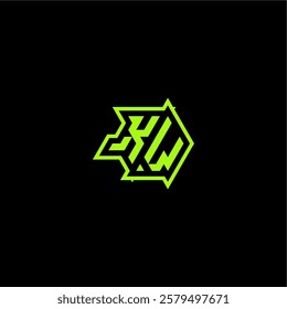 esport gaming initial logo design concept letter cool and dynamic monogram KW
