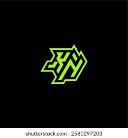 esport gaming initial logo design concept letter cool and dynamic monogram KN