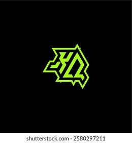 esport gaming initial logo design concept letter cool and dynamic monogram KQ