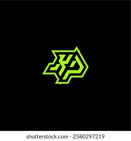 esport gaming initial logo design concept letter cool and dynamic monogram KP