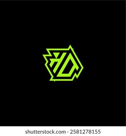 esport gaming initial logo design concept letter cool and dynamic monogram HO