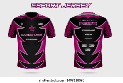 Esport Gaming Jersey Full Design, Vector, Team Apparel, Clothing, Purple Color, Enhanced Color Tshirt