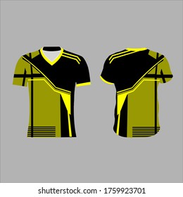 Esport Jersey or Gaming Tshirt Design Template, blue and yeloow, gamers uniform with short hand