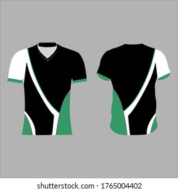 Esport Jersey or Gaming Tshirt Design Template, black and green, gamers uniform with short hand