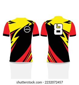 Plantilla de diseño de camisetas de deportación o de juegos de Jersey, uniforme de jugador con manga corta