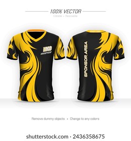 Esport Jersey or Gaming Tshirt Design Template, Tribal Yellow Short Sleeve Gamers Uniform