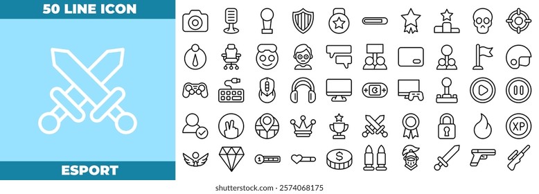 Esport Line Editable Icons set. Vector illustration in modern thin line style of esport icons: game, sport, gamer, etc