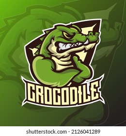 Esport Logo with Alligator Concept. Illustration for Sport, Badge, Printing Design and Esport Team. Vector