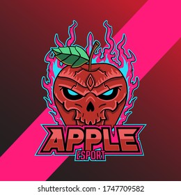 Esport Logo with Apple Fruit Concept. Illustration for Sport, Badge, Printing Design and Esport Team.