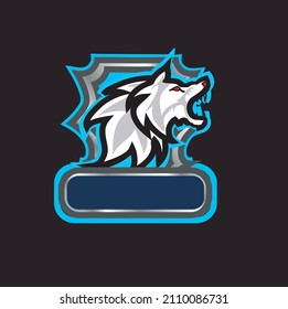 Esport Logo, Arctic Snow White Wolf  howling - Vector