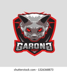 E-Sport Logo Cat mascot logo design vector with modern illustration concept style for badge, emblem and t shirt printing. head cat illustration with shield. - Vector