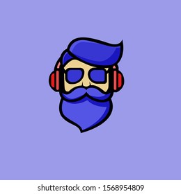 Esport Logo design, Man with headset Illustration.