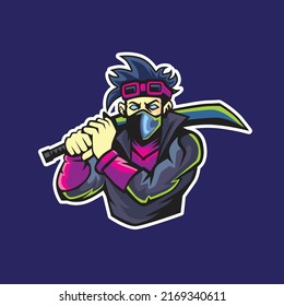  e-sport logo design  samurai logo template