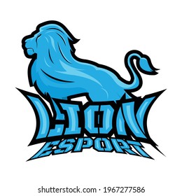 esport logo design template with lion icon