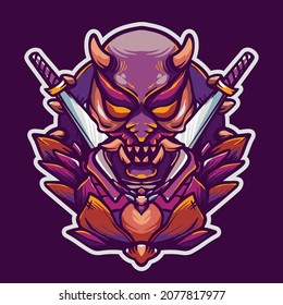 diseño de logotipo de apoyo con ilustración de monstruo vector
