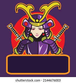 Esport Logo Samurai Woman - Vector