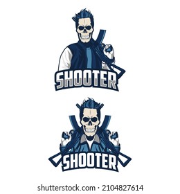 esport logo shooter skull logo