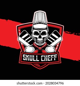 icono de carácter de skull cheff del logotipo de esport