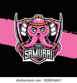 esport logo tako samurai character icon