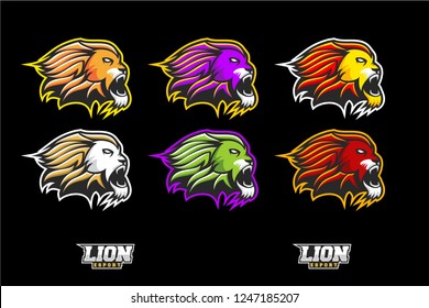 Esport logo team, lion head angry, lion head vector