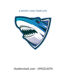 una plantilla de logotipo deportivo tomando el concepto de cabeza de tiburón