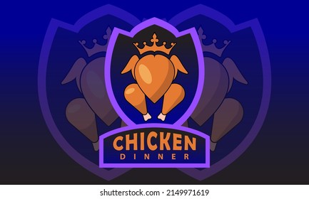 esport logo vector, crowned chicken meat. vector for logo icon for esport, game. Vector illustration in blue with black gradation.