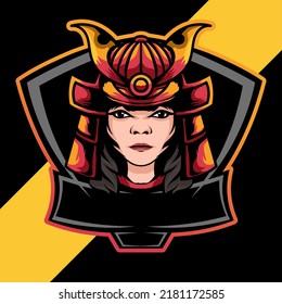 Esport Logo, Woman With Samurai Helmet, Fit For Squad Logo, Logo Gaming Team Logo,