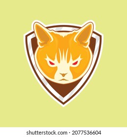 E-Sport and Mascot Logo Design with Cat and Shield Behind it.