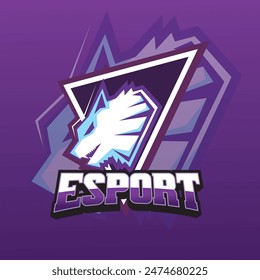 e-sport mascota logo con Vector de cabeza de lobo