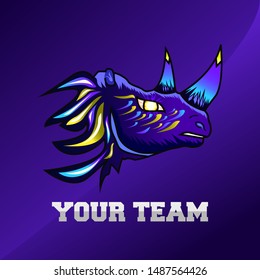 E-Sport Rhino Logo Design Vector