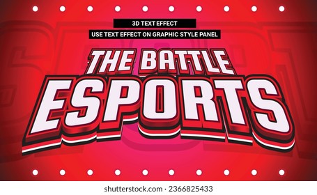 ESPORT SPORT 3D TEXT EFFECT EDITABLE VECTOR SOCCER FOOTBALL BASKET BADMINTON RED LIGHT GLOW IN THE DARK