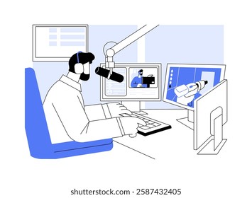 E-sport streaming isolated cartoon vector illustrations. E-sport gamer in headset, streaaming live, create content, entertainment business, gaming competition, monitors diversity vector cartoon.