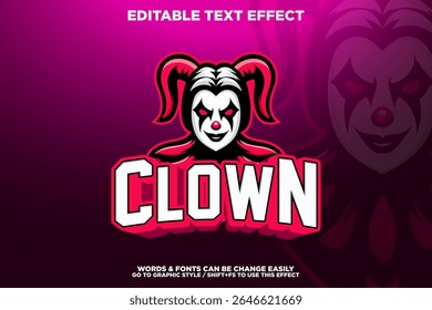 Esport style editable text effect withgirl clown mascot logo