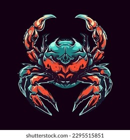 Esport style logo design, crab vector illustration