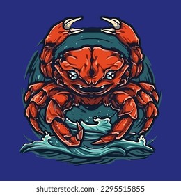 Esport style logo design, crab vector illustration
