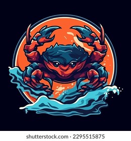 Esport style logo design, crab vector illustration
