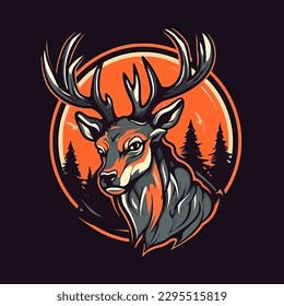 Esport style logo design, deer vector illustration