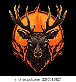 Esport style logo design, deer vector illustration